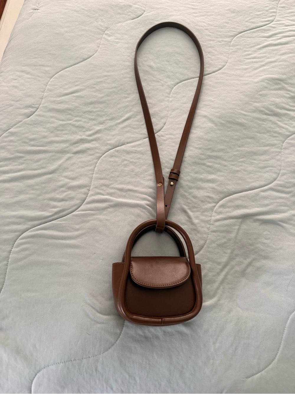 Compact Brown Mini Crossbody Bag with Top Handle